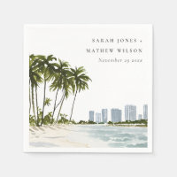 Boda del paisaje de la palma acuarela de Miami Flo