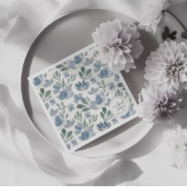 Servilleta De Papel Boda del patrón azul oxidado y floral
