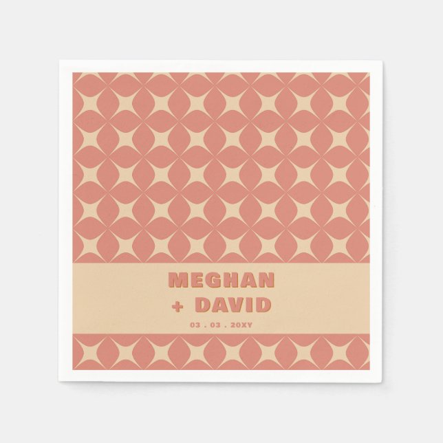 Servilleta De Papel Boda del patrón de Boho Terracotta de Retro Groovy (Anverso)