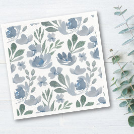 Servilleta De Papel Boda del patrón floral azul oxidado