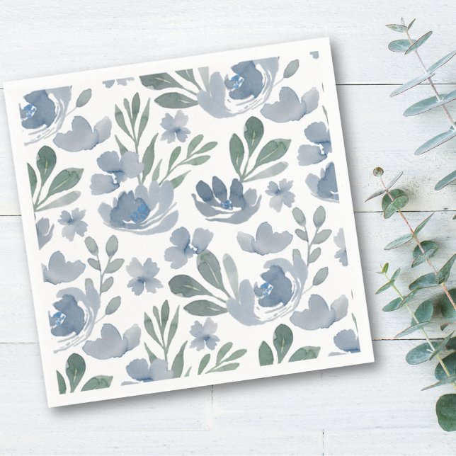 Servilleta De Papel Boda del patrón floral azul oxidado (Subido por el creador)