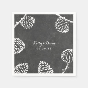 Servilleta De Papel Boda del tablero de cromos Rustic Forest Pine Cone