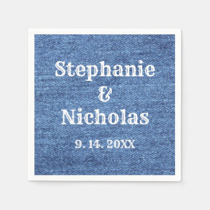 Servilleta De Papel Boda del tema del denim blanco azul