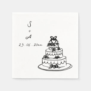 Servilleta De Papel Boda dibujado a mano de pastel boda