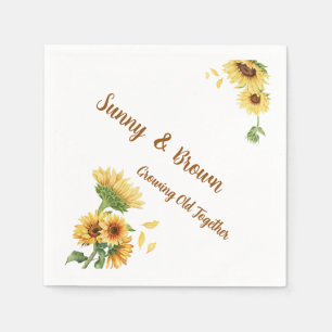 Servilleta De Papel Boda Divertida Romántica Girasoles Rústicos Amaril