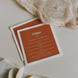 Servilleta De Papel Boda divertida trivia terracota formal simple 