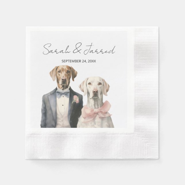Servilleta De Papel Boda Dogs Bride & Groom (Anverso)