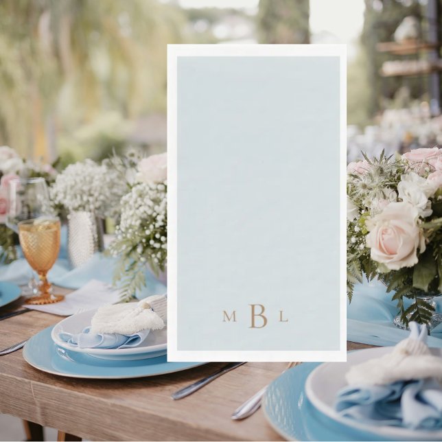 Servilleta De Papel Boda dorado monograma Icy Blue (Subido por el creador)