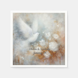 Servilleta De Papel Boda Dove Papel Floral Napkins - Personalizable