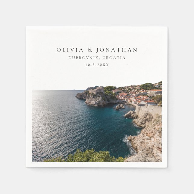 Servilleta De Papel Boda Dubrovnik Personalizado Cocktail Napkin (Anverso)