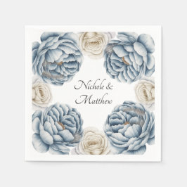 Servilleta De Papel Boda Dusty Blue & White Peony