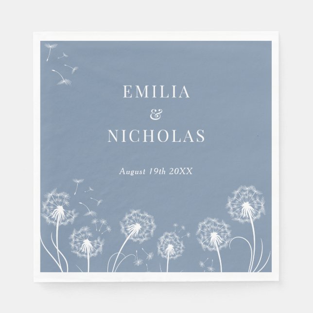 Servilleta De Papel Boda Dusty Blue Wildflower (Anverso)