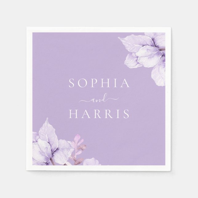 Servilleta De Papel Boda Dusty Purple Floral (Anverso)