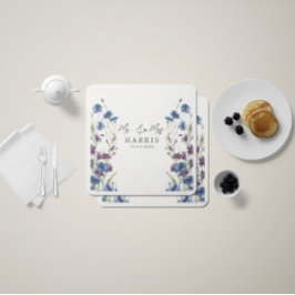 Servilleta De Papel Boda Dusty Royal Blue Purple Bloom