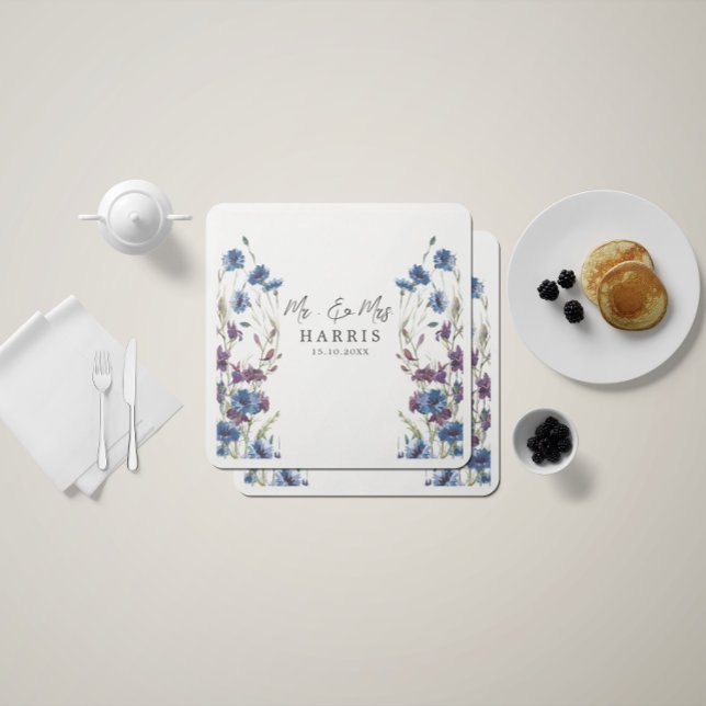 Servilleta De Papel Boda Dusty Royal Blue Purple Bloom (Subido por el creador)