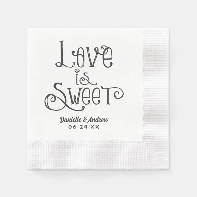 Servilleta De Papel Boda El amor es un monograma manuscrito dulce (Anverso)