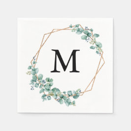 Servilleta De Papel Boda elegante acuarela monograma oro verde 
