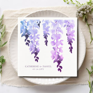 Servilleta De Papel Boda Elegante Agua Wisteria Floral Púrpura