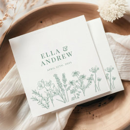 Servilleta De Papel Boda elegante Boho Wildflower de primavera verde