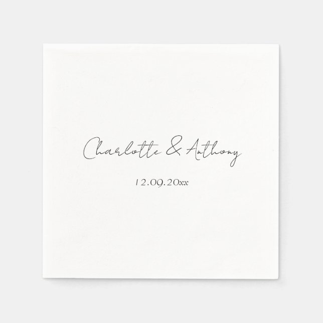 Servilleta De Papel Boda elegante caligrafía blanco negro creativo (Anverso)