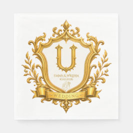 Servilleta De Papel Boda Elegante con Cresta de Monograma Vintage de O