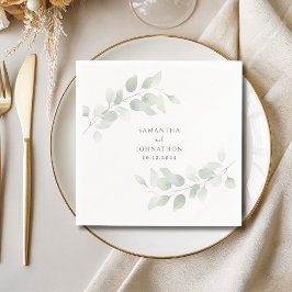 Servilleta De Papel Boda elegante con vegetación de eucalipto