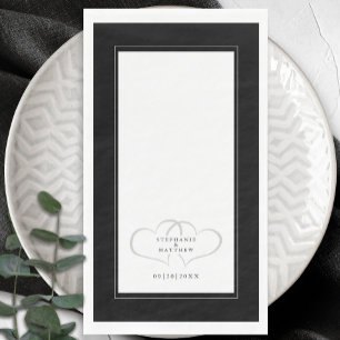 Servilleta De Papel Boda Elegante Corazones Románticos Cena en Blanco