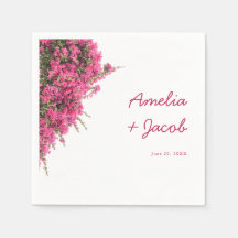 Boda elegante de acuarela con buganvilla rosa