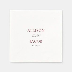 Servilleta De Papel Boda elegante de Borgoña y Negro