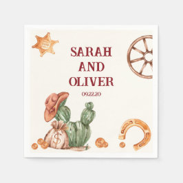 Servilleta De Papel Boda elegante de color marrón occidental