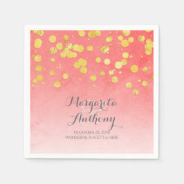 Servilleta De Papel Boda elegante de coral y oro