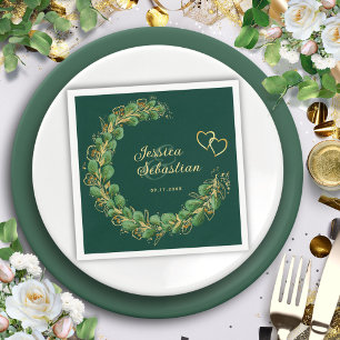 Servilleta De Papel Boda elegante de Ecología Verde Esmeralda y Eucali