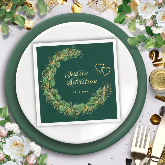 Servilleta De Papel Boda elegante de Ecología Verde Esmeralda y Eucali (Subido por el creador)