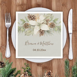 Servilleta De Papel Boda elegante de escritura beige de invierno