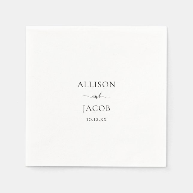 Servilleta De Papel Boda elegante de escritura negra (Anverso)