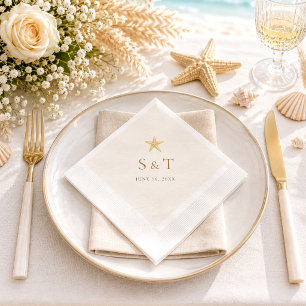 Servilleta De Papel Boda elegante de estrellas de mar del océano azul