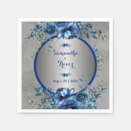 Servilleta De Papel Boda elegante de flores plateadas