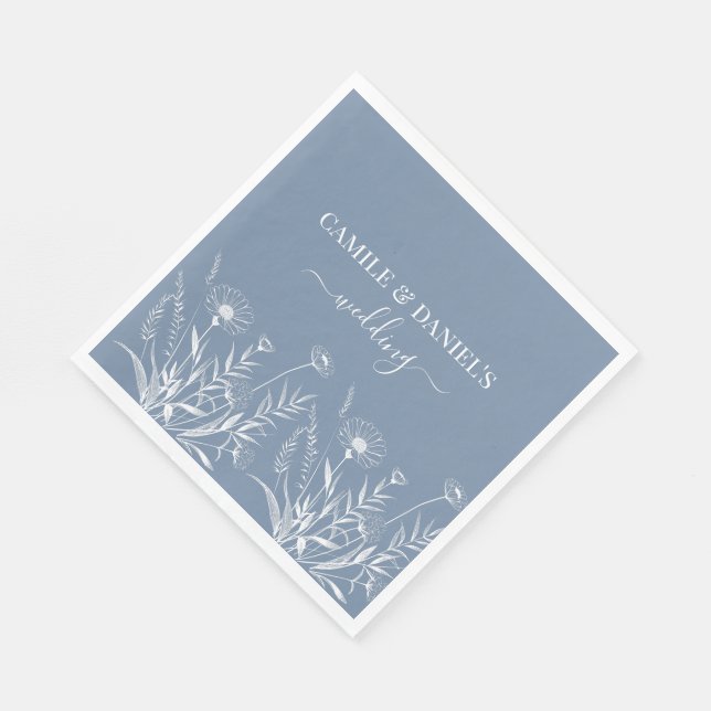 Servilleta De Papel Boda elegante de flores silvestres pervinca  (Esquina)