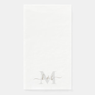 Servilleta De Papel Boda elegante de monograma con guión dorado