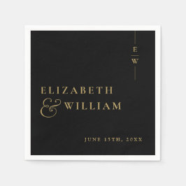 Servilleta De Papel Boda Elegante De Monograma Negro Y Oro