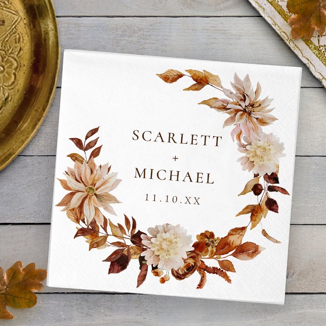 Servilleta De Papel Boda elegante de otoño (Fall Botanical Elegant Wedding Napkins by Painted Paperie
)