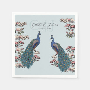 Servilleta De Papel Boda elegante de pavo real azul claro teal