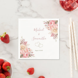 Servilleta De Papel Boda elegante de rosa rosa y marfil