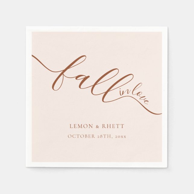 Servilleta De Papel Boda Elegante De Terracota Caída Enamorada (Anverso)