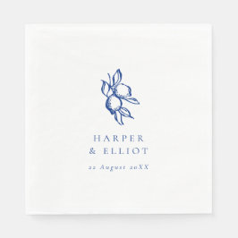 Servilleta De Papel Boda Elegante Doodle Limones Azules