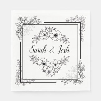 Servilleta De Papel Boda elegante en blanco y negro