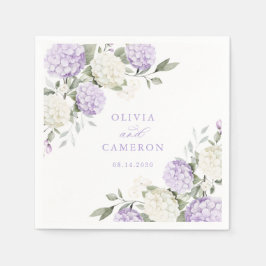 Servilleta De Papel Boda elegante floral de hortensias moradas y veget