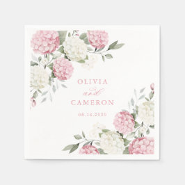 Servilleta De Papel Boda elegante floral de hortensias rosadas y veget
