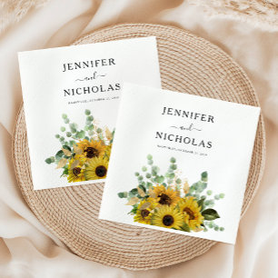 Servilleta De Papel Boda elegante floral girasol eucalipto