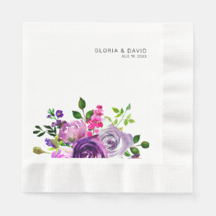 Servilleta De Papel Boda elegante floral púrpura